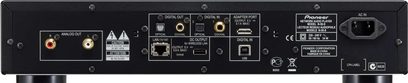 Pioneer N-50-K sort netværksaudioafspiller, bagside, audio- og netværksforbindelser, kontrolknapper og indikatorer
