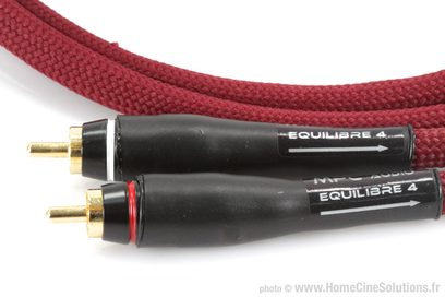 Câble audio RCA Equilibre 4 MPC Audio, gaine tressée rouge, connecteurs RCA dorés, longueur 2 x 1 mètre
