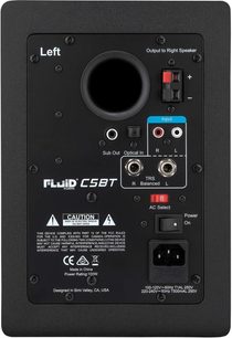 Reproduktor Fluid Audio C5BT černý, pohled zepředu na ovládací panel s tlačítky, konektory a indikátory