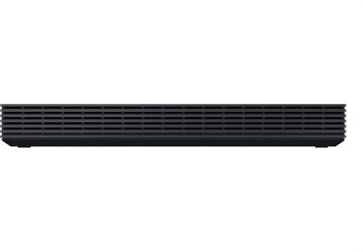 Box Samsung One Connect wireless 2026 nero, vista frontale, formato rettangolare con facciata a larghe griglie orizzontali