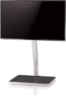 Sonorous PL2700GRP-INOX grafit TV-møbel, centralt metalben, sort glashylde, fladskærm på sort vægbeslag