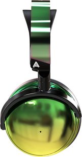 Trådløse Bluetooth hifi-hovedtelefoner Audeze Maxwell Xbox Wasabi, sidevisning, grønt hovedbånd, skinnende cirkulær ørekop