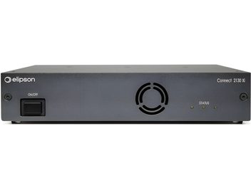 Amplificador hi-fi estéreo integrado Connect 2130 Xi, vista frontal, carcasa rectangular negra, botón de encendido/apagado, rejilla circular, 3 indicadores.