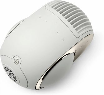 Høyttaler DEVIALET Phantom Ultimate 98 dB hvit, matt plast, gullinnlegg, berøringskontroller, 3/4-visning, oval form