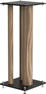 Поставка за тонколона Norstone Design Stylum Max дъб, черно/дъбово покритие, 4 крака, 2 цилиндрични дървени колони, черен квадратен плот
