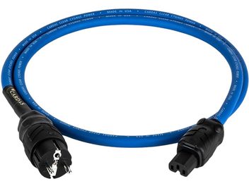 Cardas Clear Cygnus Power napajalni kabel 2 m, modri plašč, bel napis, črni konektorji, celoten pogled