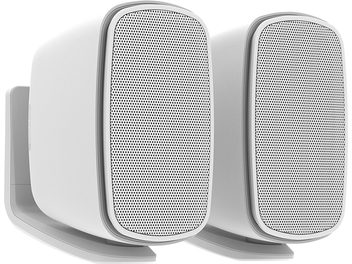 Diffusori da incasso a parete Climate CL2 S bianchi, vista 3/4 anteriore, griglie perforate rettangolari, bordi arrotondati, supporti visibili