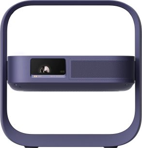 XGIMI Elfin Flip Laser HD-videoprojektor i violet, set forfra, med frontlinse og firkantet ramme