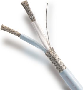 Supra Ply 3.4 Screened kabel modrý, dva zkroucené vodiče světle šedý a světle modrý v tmavě šedém opleteném plášti