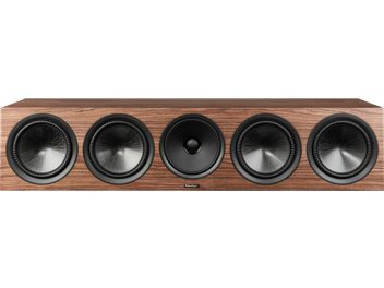 Diffusore centrale Paradigm Premier 620C v2 noce, vista frontale, cabinet finitura noce con cinque altoparlanti neri