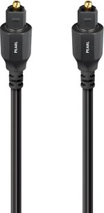 Optisk digitalt Audioquest Pearl-kabel, 0,75 m, sort i plast med glat kappe og to Toslink-stik med forgyldte indsatser, set forfra