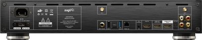 Síťový audio přehrávač Zappiti Pro 4K HDR černý, zadní strana, audio-video a síťová konektivita, LED displej