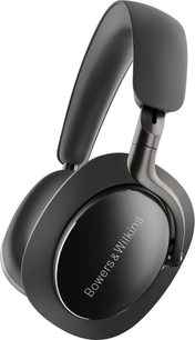 Trådløst hovedsæt Bowers & Wilkins Px8 i sort, set fra venstre profil, hovedbøjle og ørepuder i sort læder
