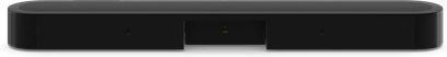Soundbar Sonos Beam Ultra nera, vista frontale, con griglia acustica e pannello centrale incassato