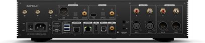 EverSolo DMP-A8 Gen 2 preto, vista traseira com conexões de áudio analógicas e digitais მრავალ