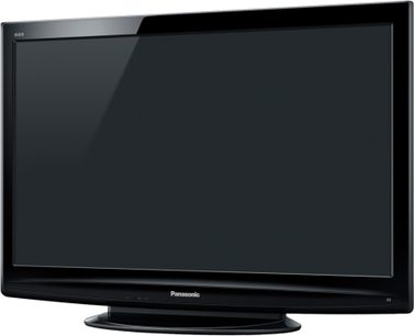 Panasonic TX-P42U10 sort fladskærms-TV, sort, set forfra, slukket, på hvid baggrund