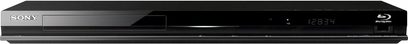 Sony Blu-ray-afspiller BDP-S470 sort set forfra, blank front, blåt LED-display, Sony-logo