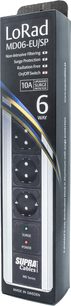Multipresa MD06-EU/SP MK3 con interruttore, 6 prese, corpo rettangolare verticale, finitura in alluminio, indicatori luminosi