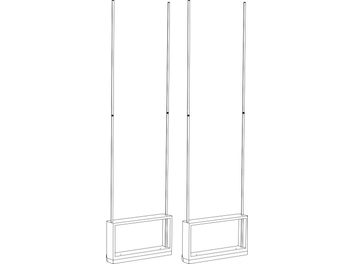 Techninis dviejų mobilių akustinių plokščių Artnovion Kit Mobile Wall 5.0 brėžinys, medinis rėmas, vaizdas iš priekio