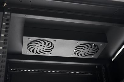 Norstone Pro Rack 32U audiovisuele kast met zwart bovenpaneel en 2 geperforeerde ronde ventilatoren