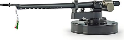 Braccio di lettura per giradischi Michell Engineering TecnoArm MKII nero, tubo forato e contrappeso su base circolare