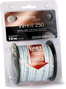 Norstone Cable White 250 hoparlör kablosu, 10 m bobin, 2 x 2,5 mm², ultra düşük direnç 0,0075 Ω/m
