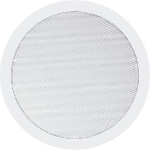 Bowers & Wilkins CCM 628 loftsindbygget højttaler set forfra, cirkulært perforeret metalgitter