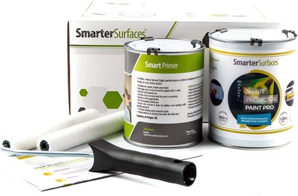 Smarter Surfaces projection screen kit with Smart Primer, Smart Projector Paint Pro and white roller