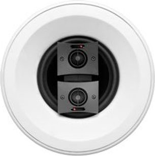 Boston Acoustics HSi470T2 loftsindbygget højttaler set forfra, dobbelt sort koncentrisk højttaler
