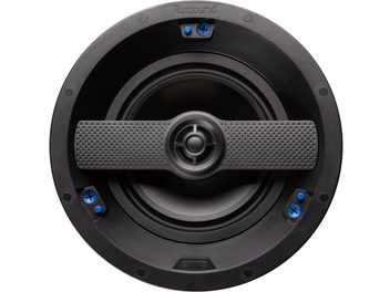Diffusore da incasso a soffitto Russound IC-820, rotondo, griglia metallica forata, 2 altoparlanti, plastica nera