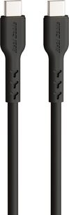 Sort USB‑C‑kabel Real Cable iPlug-USB60, plastikkappe, to USB‑C han-stik med teksturerede manchetter, set forfra