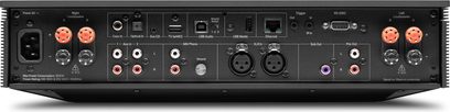 Cambridge Audio Evo 300 integreret stereoforstærker, set bagfra med højttalerterminaler, lydindgange og digitale porte