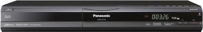 Panasonic DMR-EX78EF sort Blu-ray-optager, set forfra, blåt digitalt display, blank sort frontpanel