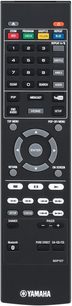 Sort Yamaha BDP197 fjernbetjening til Blu-ray-afspiller med flerfarvet knapper og centralt retningsfelt