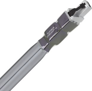 Ethernet-netværkskabel RJ45 Wireworld Platinum Starlight 10 Ethernet 3m, sølvfarvet metalstik, grå cylindrisk kappe