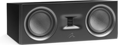 Centrální reproduktor MartinLogan Motion C10 v černém laku s dvěma kruhovými reproduktory a centrálním obdélníkovým výškovým reproduktorem