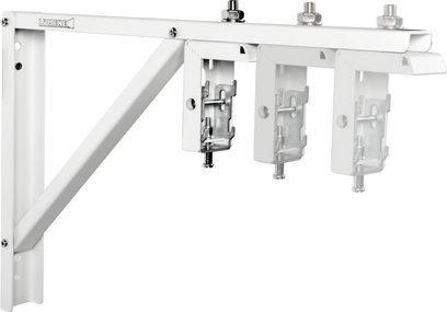 Lumene 40cm (das Paar) Wandhalterung aus weißem Metall, bestehend aus 3 schwenkbaren Armen mit Befestigungen für Videoprojektor, Frontansicht