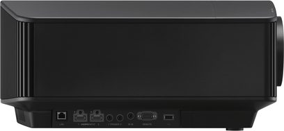 Sony VPL-VW890ES videoprojektor, bagside, HDMI-, LAN-, trigger-, IR-tilslutninger, fjernbetjening, sort, rektangulær