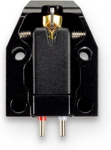 Платинена винилова клетка Vertere Acoustics Dark Sabre, изглед отпред, матов черен корпус, златисто четещо острие