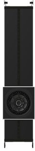 Vestavný subwoofer Bowers & Wilkins ISW-8, černý kov, pohled zepředu, kulatý reproduktor s mřížkou
