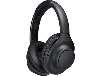 Draadloze koptelefoon Audio Technica ATH-S300BT zwart, driekwart zicht, gewatteerde oorkussens, verstelbare hoofdband