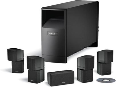 Pack di altoparlanti compatti Bose Acoustimass 15 nero, subwoofer cubico, 5 satelliti cubici, vista frontale