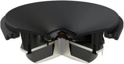 Paradigm Founder 80F floorstanding speaker in walnut finish, top view showing visible tweeter and midrange/bass drivers, black cabinet