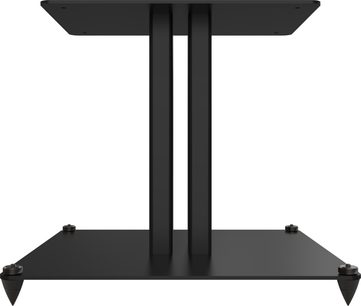 Klipsch KS-12 høyttalerstativ svart i metall, dobbel sentralsøyle, topplate og base med pigger