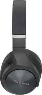 Technics EAH-A800 sort circumaural hovedtelefon, set fra venstre profil, hovedbøjle og ørepuder i sort imiteret læder