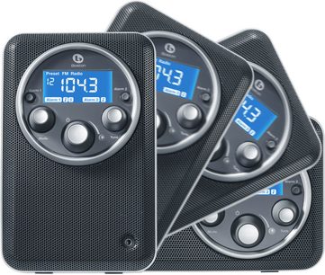 Boston Acoustics Horizon Solo 2 sort bordradio, 3 modeller, forfra, knapper og LCD-skærme, sort gitter