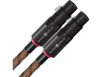 Wireworld Eclipse 10 RCA Analog Audio Cable, black cylindrical connectors, bi-color braided sleeve, red rings