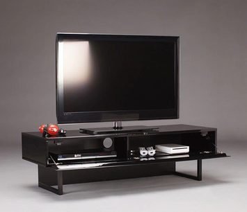 Norstone Design Lunde sort TV-møbel, 2 hylder, TV-plads, åbne opbevaringsrum, Xbox 360 hvid