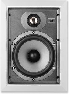 Focal Chorus IW 706 V indbygningshøjttaler, set forfra, grå firkantet kabinet med cirkulær sort højttaler og Focal-logo