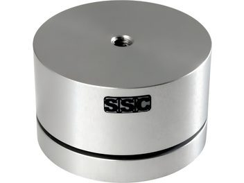 Contropunta SSC Liftpoint 3.5 in massiccio alluminio argento, forma cilindrica con foro centrale filettato e logo nero